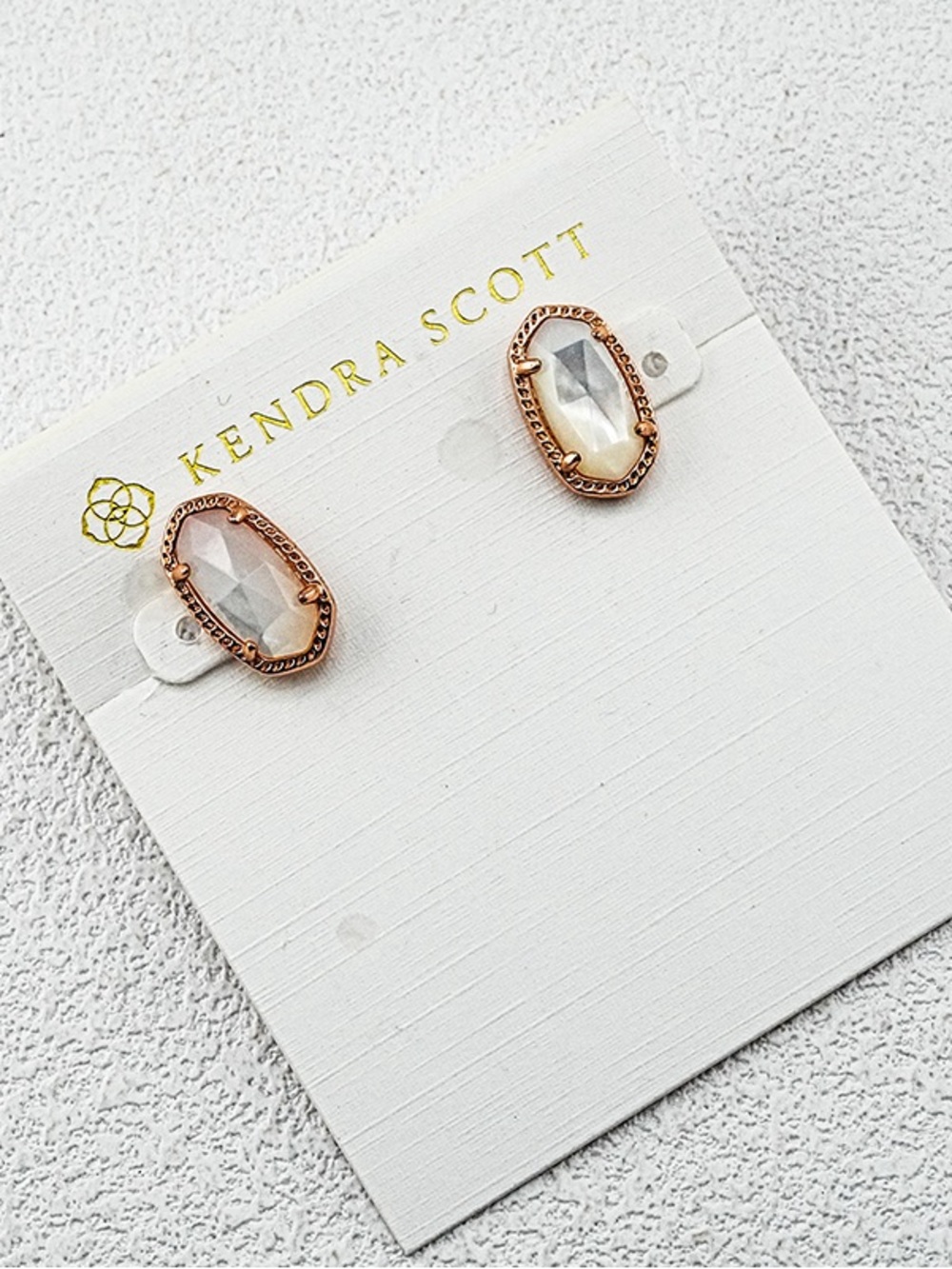 Kendra Scott Rose Gold Faceted Opal Glass Stud Earrings